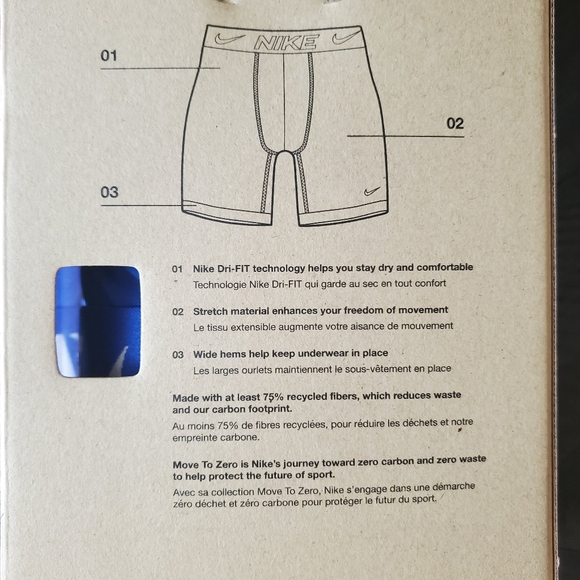 Nike Dri-FIT essential micro boxer briefs  blue nib new mens - Picture 4 of 4
